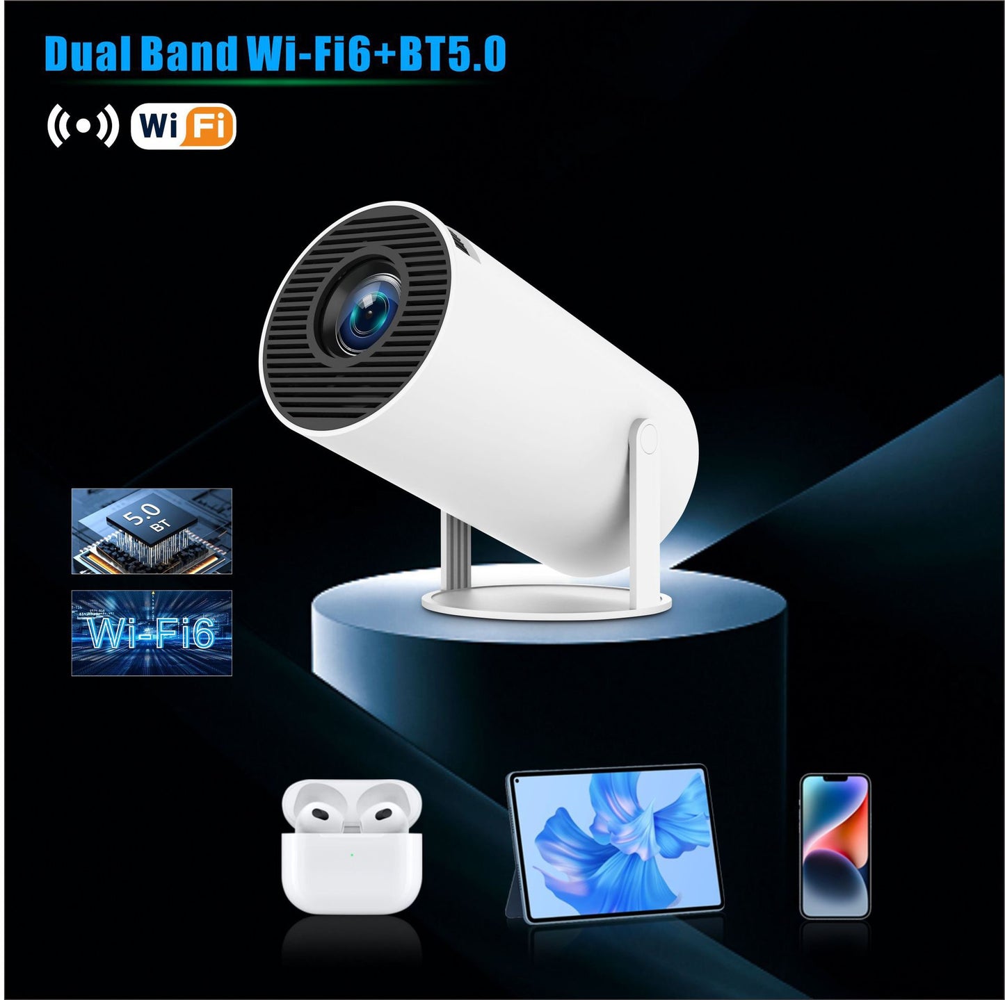 Portable HD Home Projector – Compact Barrel Design for Bedroom Cinema